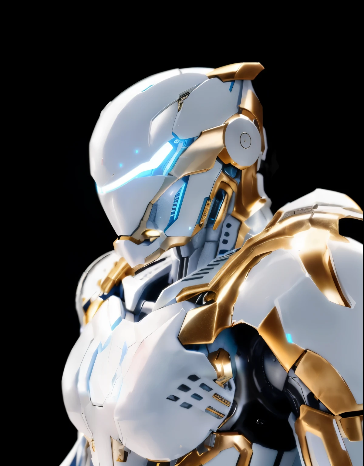 um close de um capacete com um olho azul brilhante, em armadura futurista branca, homem de ferro superior branco, futuristic cybernetic helmet, white metal armor, White Robot, armadura branca brilhante, sci-fi helmet, olhos brilhantes no capacete, armadura branca elegante, futuristic robot, armadura branca simplificada, sleek armadura branca simplificada, roupas futuristas e capacete