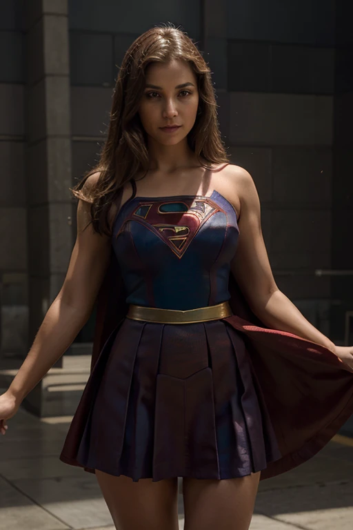 Corpo de mulher com seios grandes, Vestido de fantasia de supergirl
