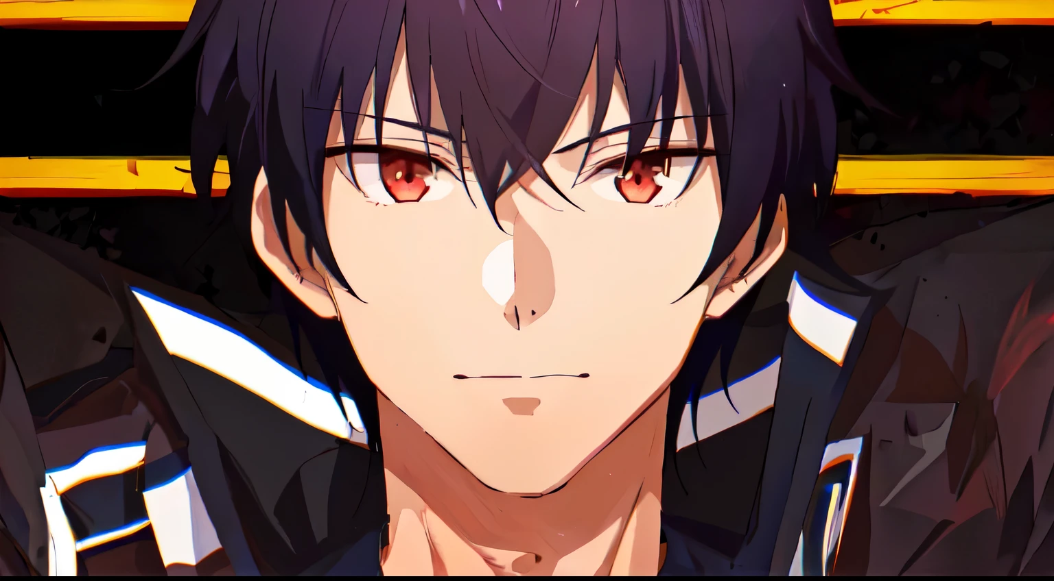 Anime character with black hair and red eyes looking at camera, Okata Kazuto, cara de anime alto com olhos Vermelhos, estilo de arte anime moe, personagem de anime masculino, estilo anime como destino/fique durante a noite, jovem anime homem, inspirado em Okumura Masanobu, hijikata toushirou, Homem bonito de anime, retrato de anime de um homem bonito, anime semi realista