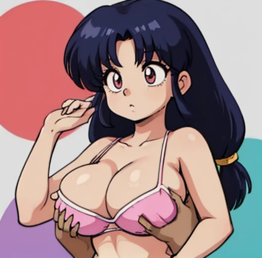 Akane tendo, cabello rojo, Cabello con trenza, ojos azules, ojos detallados, cuerpo completo, Cleavage Bulge, bikini, grabbing breasts