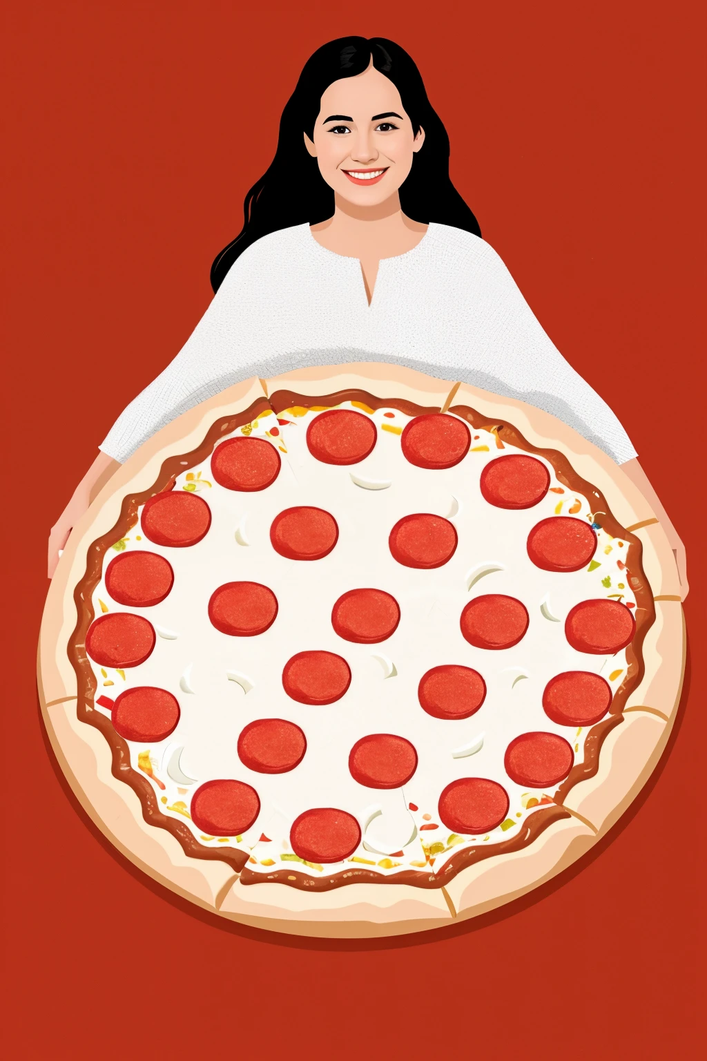 Generate a sketch of a blanket model that a person can use in a circular shape with a pizza design