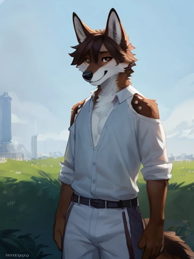 Bruno:
A male anthropomorphic Dog with brown and white fur mostly brown and brown hair brown eyes and white polka dots on shoulder tail is brown with white underneath
Just standing outside in the day time ))) , big chest , day, , sensual, detailed, uploaded to e621, beautiful and detailed portrait of an anthropomorphic , (((male))) uploaded to e621, zaush, foxovh, movie lighting, thicc, alone, detailed, 8k res, hires, detailed eyes, good anatomy, good perspective, towards viewer, by bebebebebe, by sicklyhypnos, by gerkk, by orf, nice hands, perfect hands, happy, romantic, ray tracing lighting, rtx on, By Bebebebebe, by SpiritD, by KOBITOWANI, b est quality, masterpiece, perfect anatomy, detai led picture)), , sexy body, fluffy tail, horny, romantic, full body , wearing not a single bit of clothing, huge thighs,