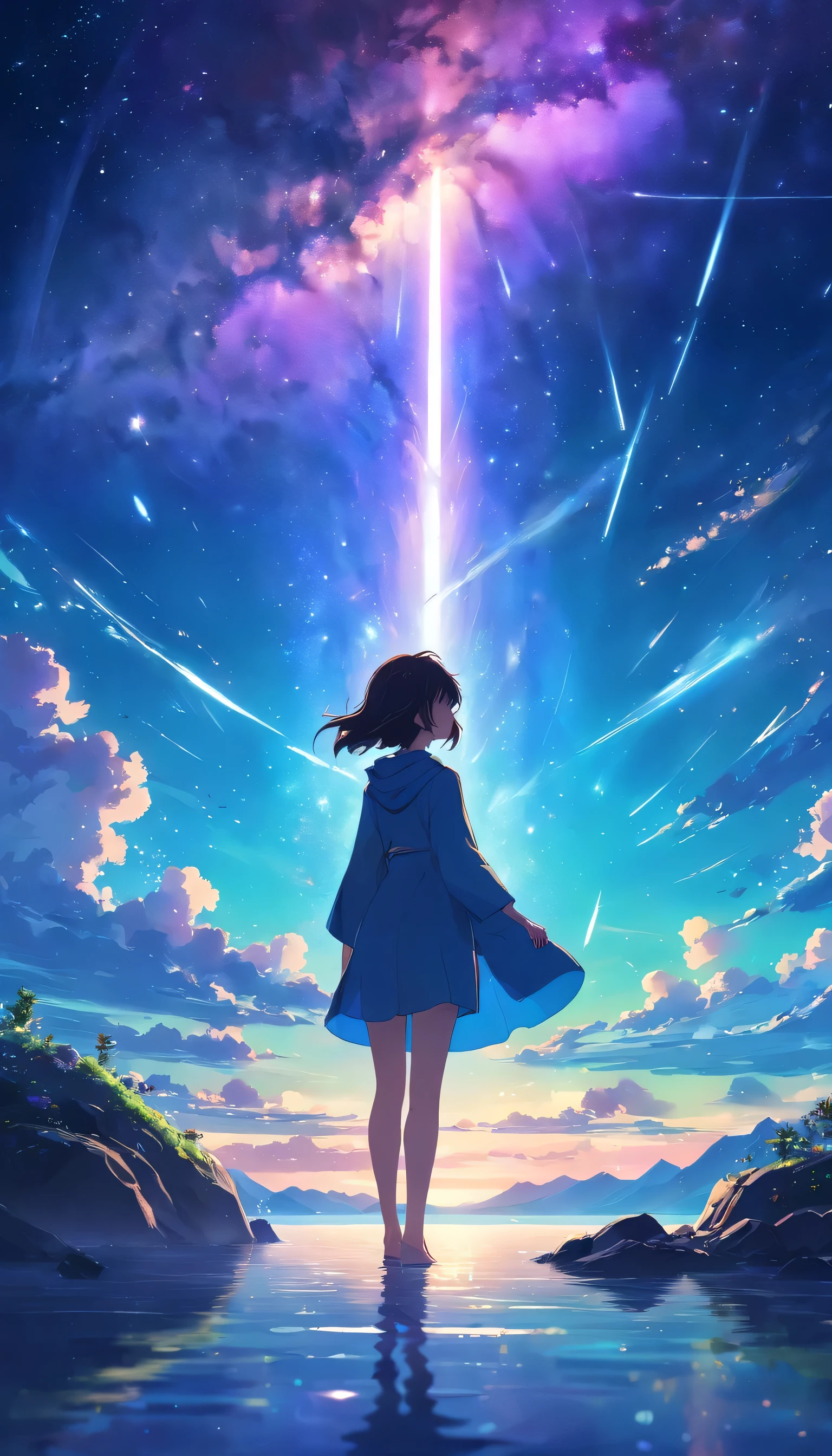 Night Sky、starsky、milky way、star、stardust、milky way、star cloud、star group、Stream star、Celestial Bodies Observation、horizon、silhouette、Mountain、Ocean、lake、City lights、Gradation、green、ultramarine、green、purple、black、darknesystery、growing up、universe、Earth、Celestial Bodies、Light、Shine、atmosphere、depth、Spread the word、silence、sense of awe、hope、Romance、Timelapse、Celestial BodiesPhotography,beautiful Anime Scenery、Landscape painting、Beautiful digital painting、Andreas Rocha、Beautiful artwork illustration、Awesome Wallpapers、Raymond Han、Tall beautiful paintings、Studio Greebly New Ocean Makoto、Beautiful Wallpapers、Anime Scenery