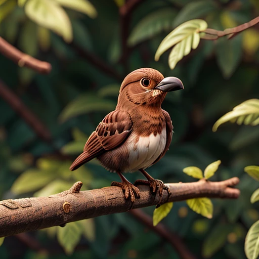 Family day brown bird on tree branch
