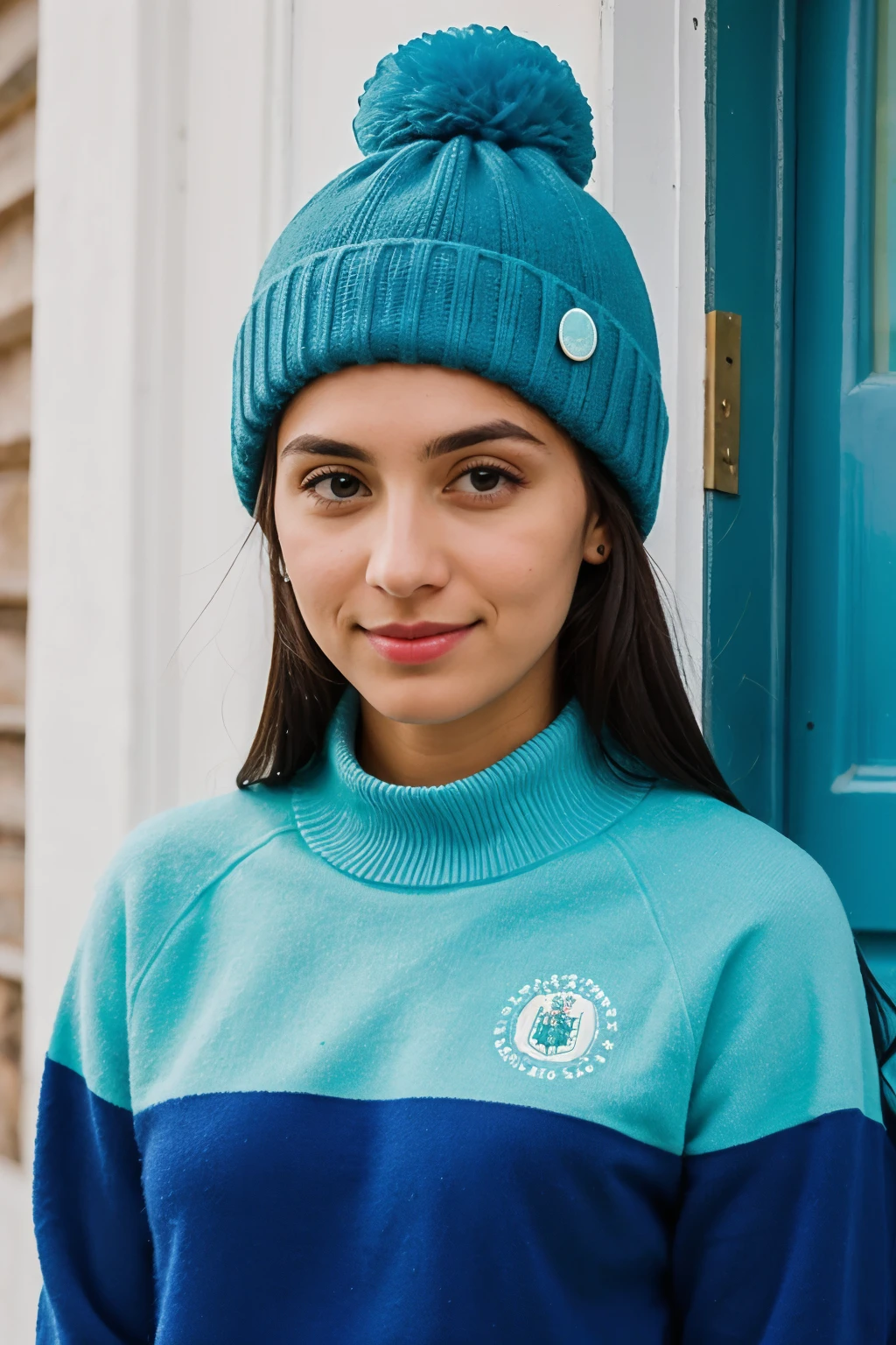 crea un uniforme con los colores azul y celeste