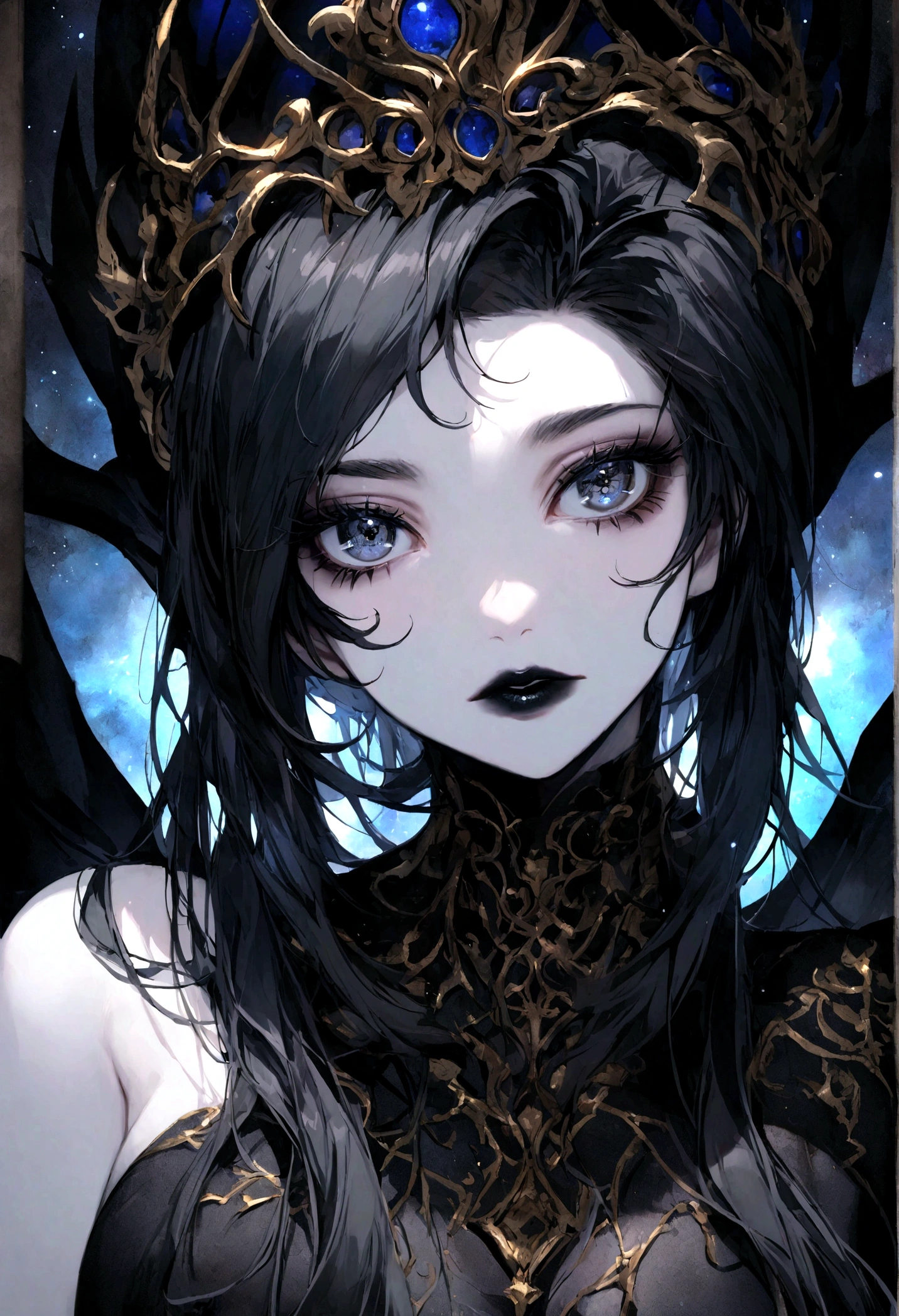 1 girl, long black hair, beautiful detailed eyes, beautiful detailed lips, extremely detailed face, long eyelashes, walking in a castle garden, full moon night, gothic architecture, overgrown vines, moonlight, dramatic lighting, cinematic, highly detailed, intricate, photorealistic, 8k, best quality, masterpiece