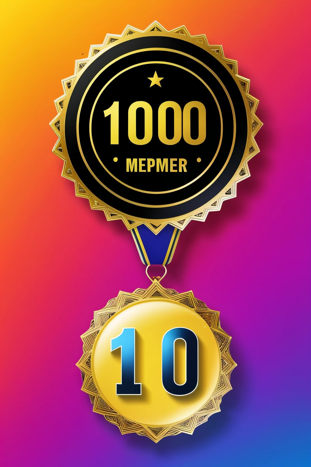 High-resolution digital artwork featuring a meticulously designed supernova medal, showcasing the number "1000" prominently at its center. The medal's surface exhibits intricate, radiating patterns, resembling the aftermath of a supernova explosion. The medal's edge is smoothly rounded, giving it a distinctive and unique appearance. The number "1000" is neatly outlined in bold, adding to the medal's visual impact. The artwork is presented in the PNG format, ensuring the fine details of the design are preserved. The overall presentation is clean, with a focus on the medal and the number, making it an ideal choice for various digital applications.