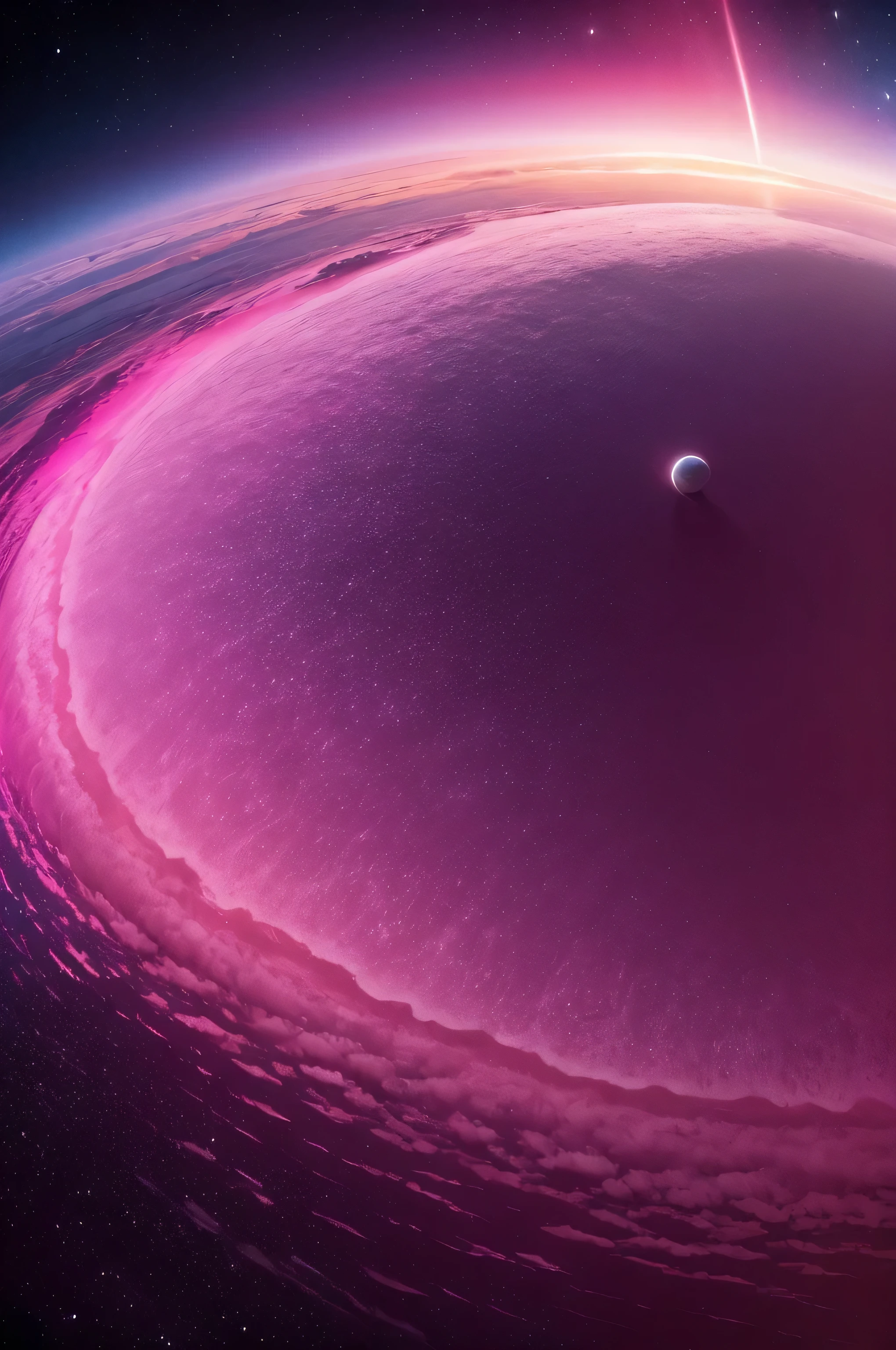 A wonderful planet with pink oceans