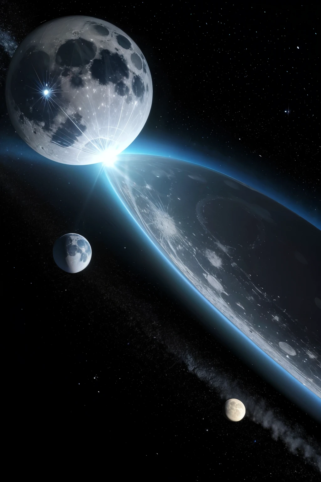 beautiful natural satellite orbiting planet
