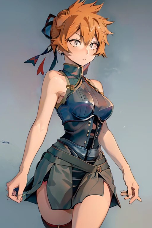 (((itsuka kendo))),(character from the boku no hero academia series),(Wearing),+,(a very sensual short pencil skirt highlighting her ass and a white sleeveless blouse showing her shoulders and showing her breasts)