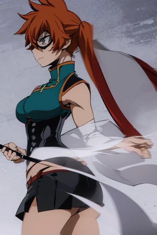 (((itsuka kendo))),(character from the boku no hero academia series),(Wearing),+,(a very sensual short pencil skirt highlighting her ass and a white sleeveless blouse showing her shoulders and showing her breasts)