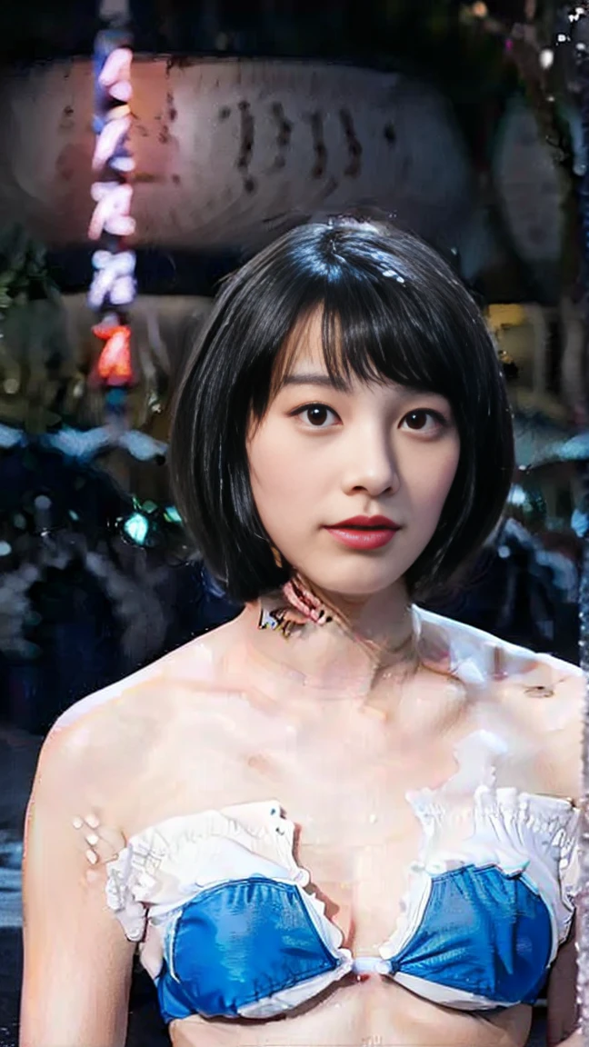 One Girl, (strapless micro bikini:1.4),
(RAW Photos, highest quality), (Realistic, Realistic:1.4), Tabletop,
Very delicate and beautiful, Very detailed, 2k wallpaper, wonderful, In detail, Very small breasts、Small breasted girl、
Very detailedな CG Unity 8K 壁紙, Very detailedな, High resolution, Soft Light,
Beautiful detailed girl, Very detailedな目と顔, Beautiful and detailed nose, Beautiful details, Cinema Lighting,
Winter Night View, Illumination of the street trees at Roppongi Hills, that'it's snowing,
Perfect Anatomy, Slender body,Short Bob Cut, bangs, View your audience,
