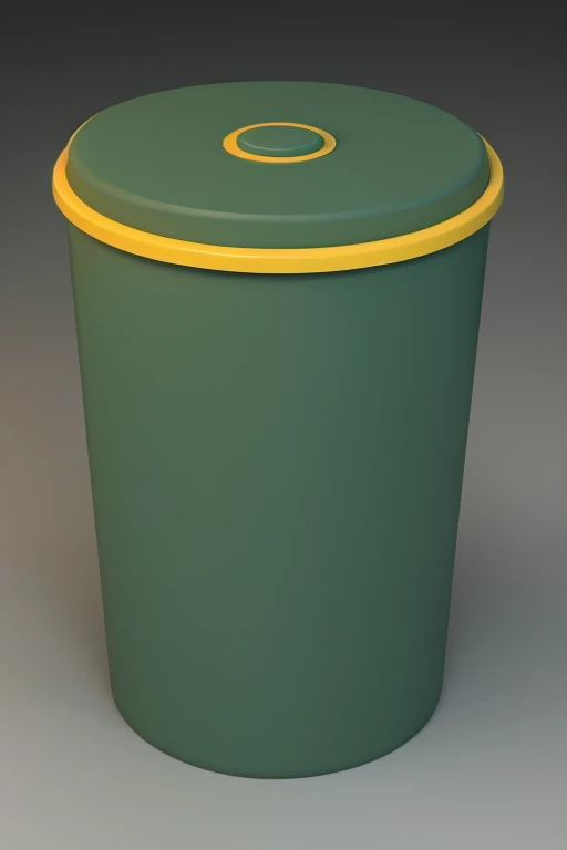 generates a container to store solid waste that is green but a little animated.