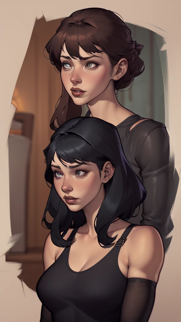 A closeup of a woman in a black top and a black bra, estilo de arte de charlie bowater, Estilo Charlie Bowater, retrato de vampiro, arte do personagem charlie bowater, Alena Aenami e Artgerm, Neoartcore e Charlie Bowater, Charlie Bowater cores ricas e profundas, lazy art style, Artgerm e Tom Bagshaw