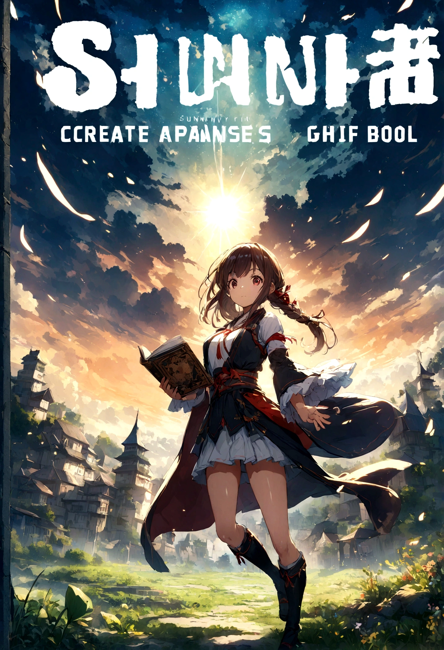 create japanese girl anime for book cover