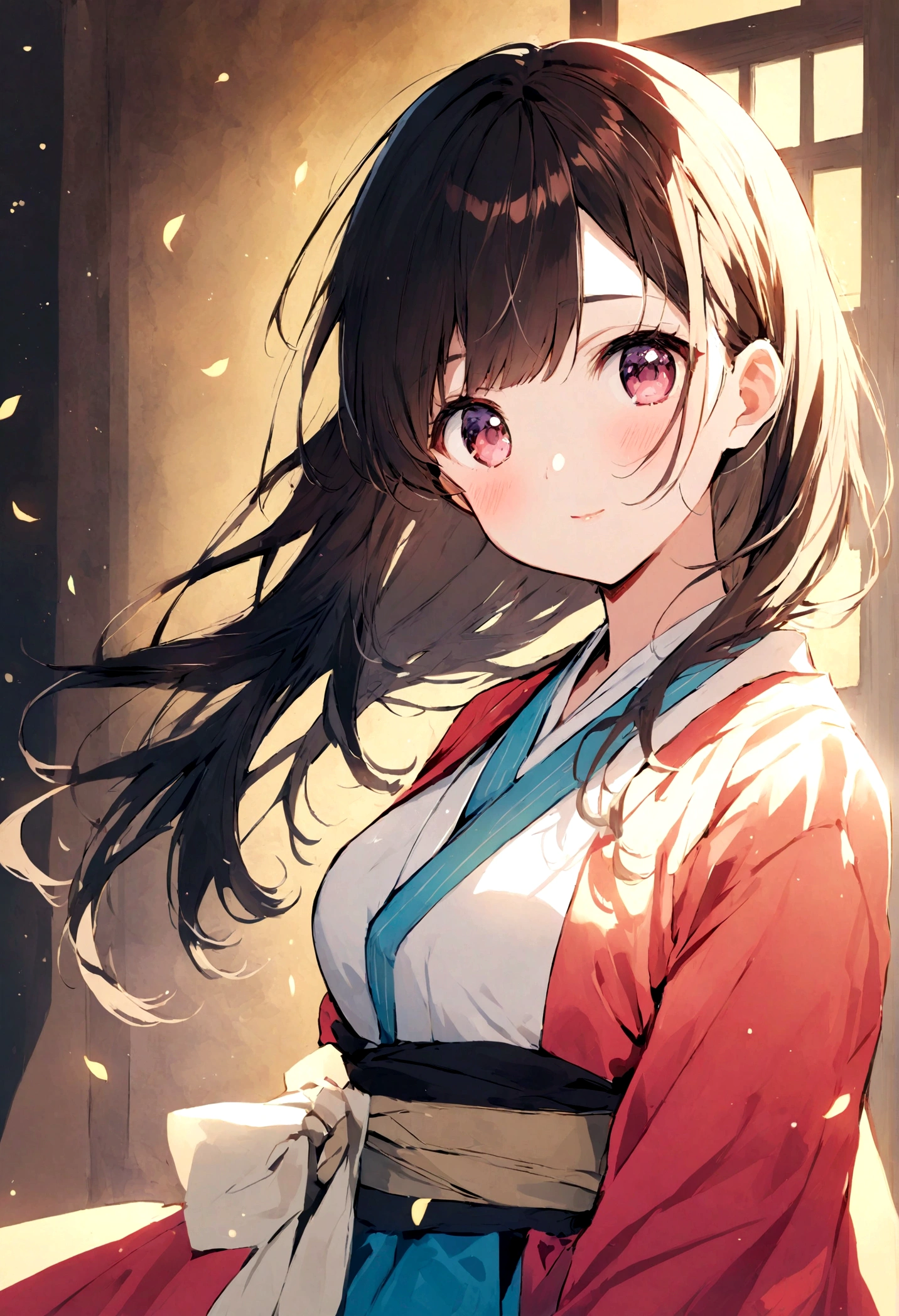 create anime of beautiful japanese girl for book cover without letters on the cover
