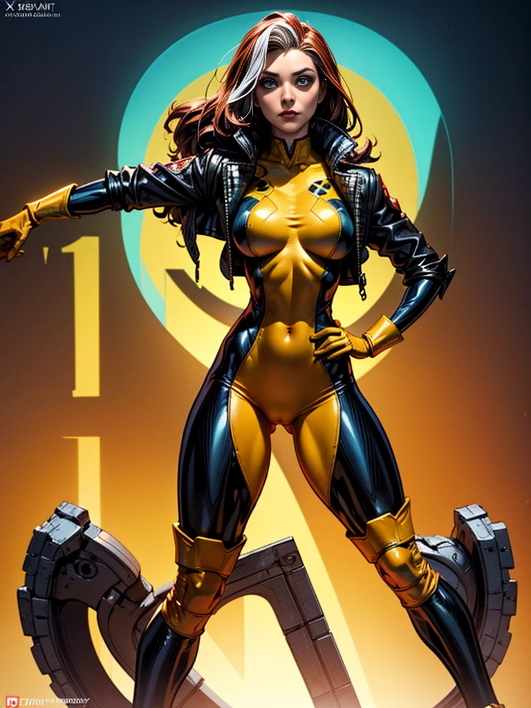 Zoe Saldana、masterpiece、High quality 4K、villain (X-Men)、Gothic Girl、Sculpted Body Gothic Makeup、Black jacket、Red and blue bodysuit、masterpiece、highest quality、Cowboy Shots、one personの女の子、one person、Technology Military Bodysuit、fringe