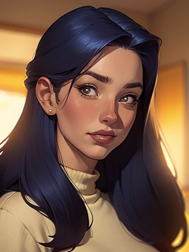 Close-up of a woman with long hair and a sweater, cabelo castanho encaracolado, linda modelo, retrato de alta qualidade, medium portrait soft light, parece a jovem liv tyler, retrato colorido, linda mulher, cabelo loiro cacheado | d & d, beautiful portrait lighting, uma linda jovem, modelo muito lindo, Retrato de 50mm, medium - long cabelo castanho encaracolado