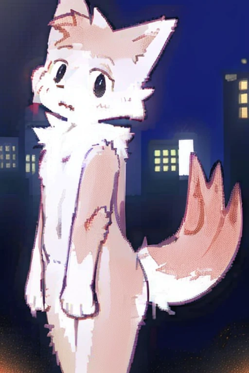 1 boy, city, any outfit, any eye color and expression, alone, fluffy fur, fluffy tail