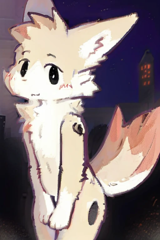 1 boy, city, any outfit, any eye color and expression, alone, fluffy fur, fluffy tail