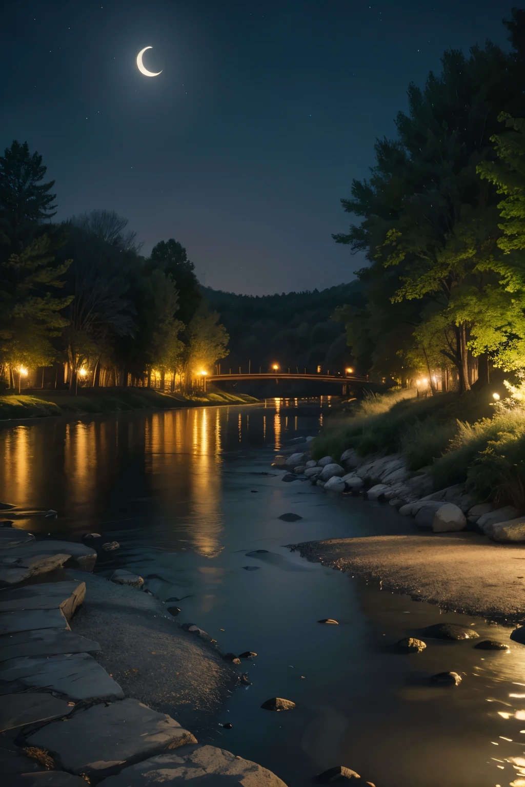 beautiful nature night hazy river view