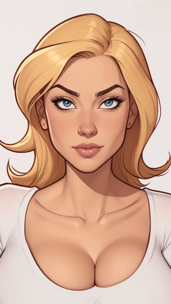 estilo de desenho animado:1.2), Yvonne Strahovski mulher Imagem de desenho animado de uma mulher , roupas sensuais , garota super fofa, authoritarian would be facial expressioncartoon style illustration, estilo de arte dos desenhos animados, estilo de arte dos desenhos animados, digital illustration style, design de personagens altamente detalhado, arte digital detalhada fofa, City fan art, design de personagem retrato, beautiful digital illustration, retrato de alta qualidade, arte em quadrinhos, retrato do design do personagem, white background Buso without clothes and medium breasts, beautiful and symmetrical body curves