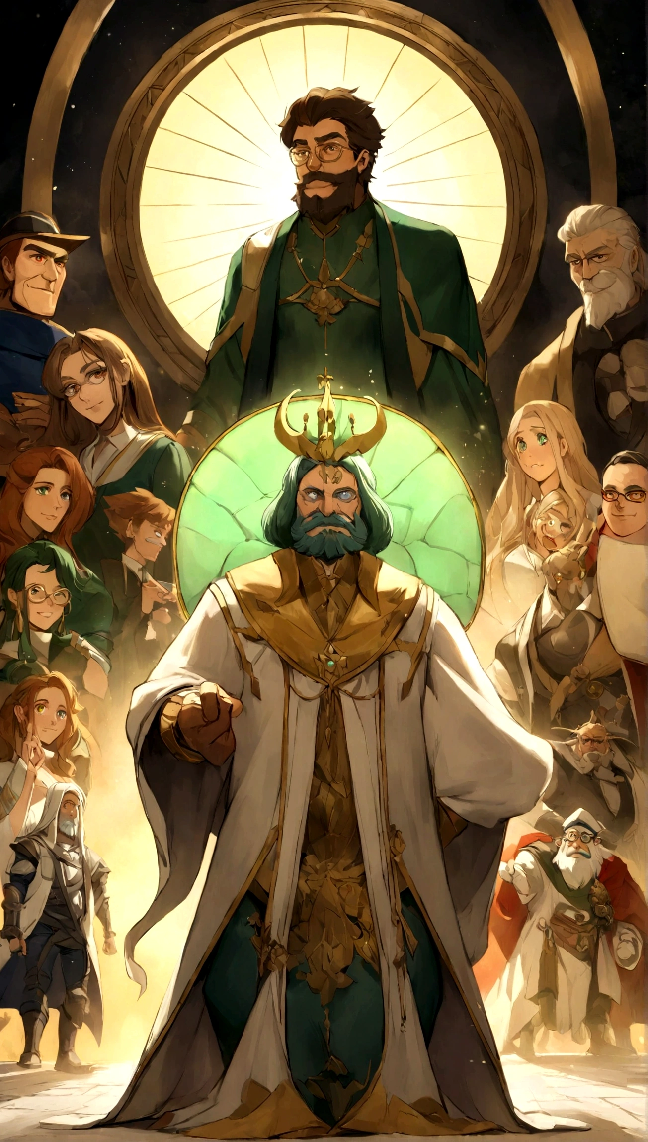 Crie no estilo Pixar um casal apaixonado, o homem de cabelos lisos curto, com leve topete, medium beard, olhos verdes escuros, branco, a mulher morena clara, cabelos cacheados longos vermelhos escuros, honey colored eyes with black and gold framed glasses