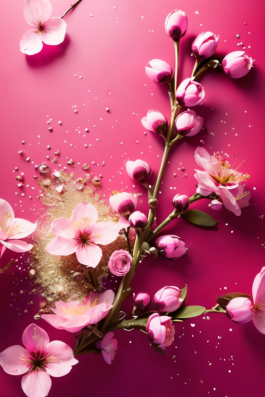 flower,no humans,still life,gradient background,gradient,white background,pink flower,light particles,scenery,