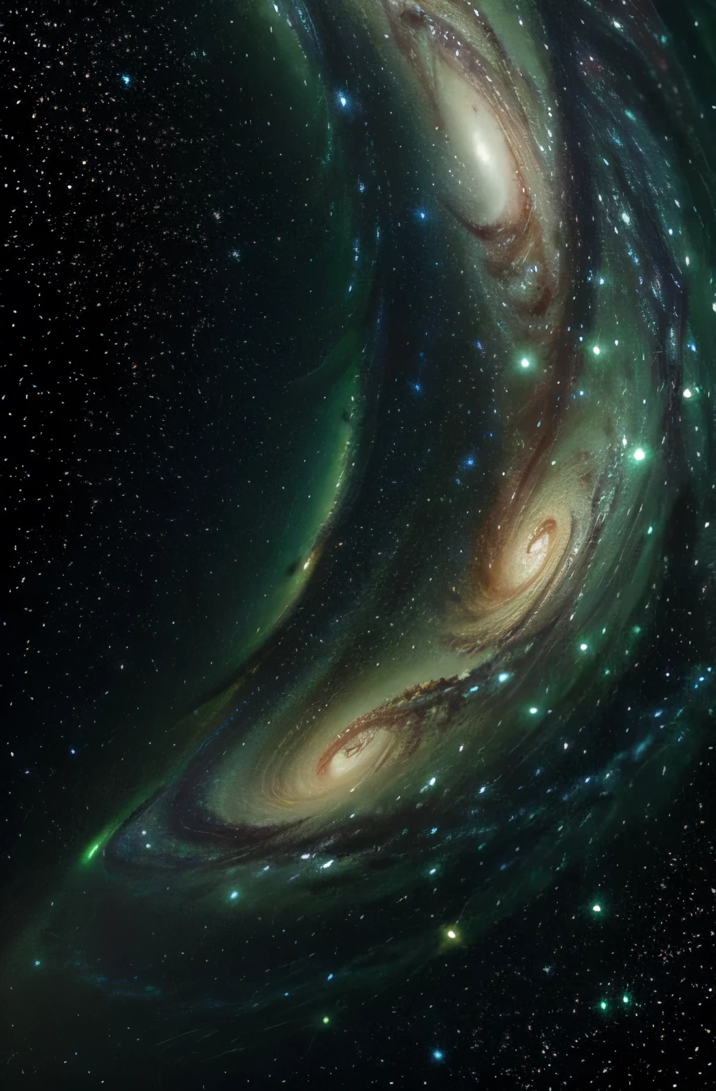 A galaxy full of green stars