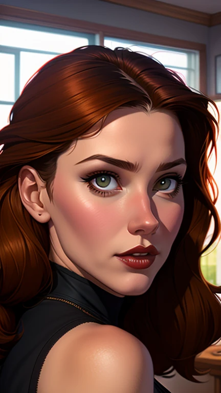 A closeup of a woman in a black top and a black bra, estilo de arte de charlie bowater, Estilo Charlie Bowater, retrato de vampiro, arte do personagem charlie bowater, Alena Aenami e Artgerm, Neoartcore e Charlie Bowater, Charlie Bowater cores ricas e profundas, lazy art style, Artgerm e Tom Bagshaw