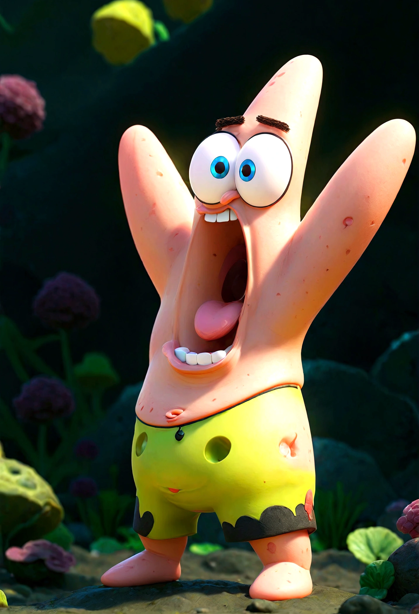 1boy, Patrick Star, ukj character, SpongeBob SquarePants, park, anime, best quality, masterpiece, very aesthetic, perfect composition, intricate details, ultra-detailed