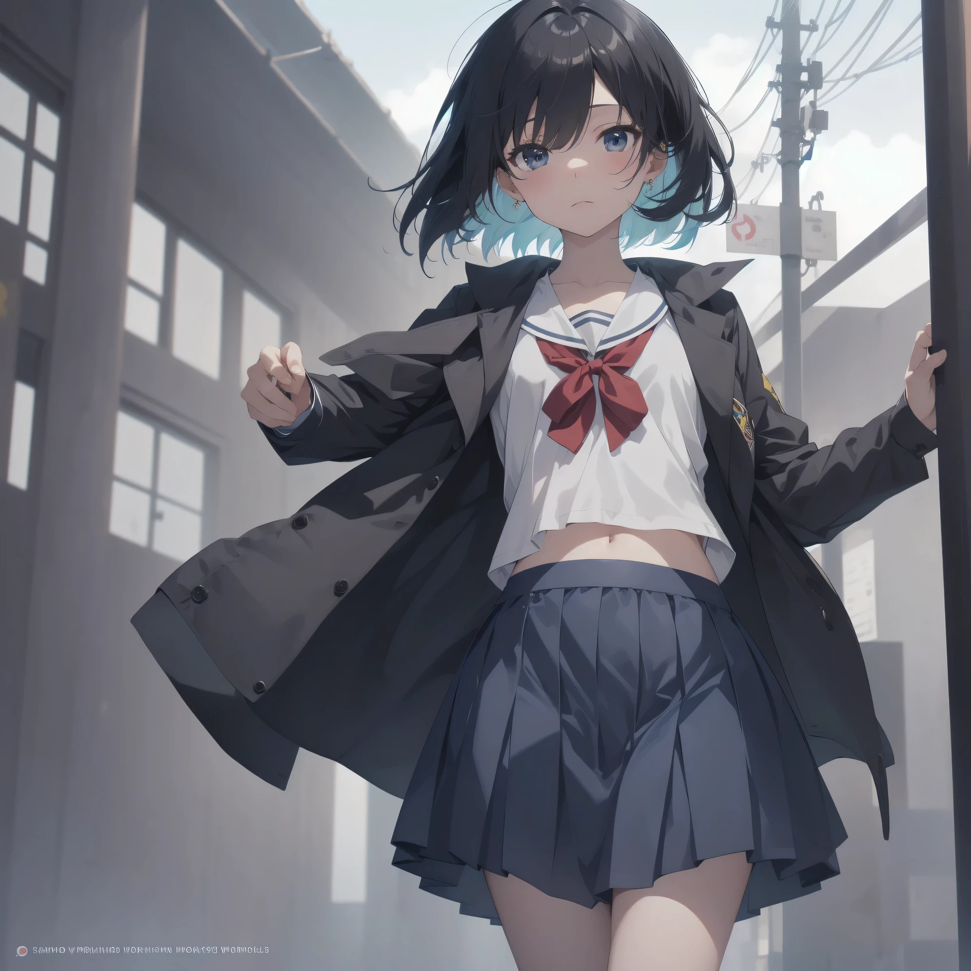 ultra-absurdres-Top quality by artist God, ultra-detailed, high resolution, anime moe artstyle, best anime 8k konachan wallpaper, pixiv contest winner, pool:2810, perfect anatomy,break, 1girl, (Please draw a girl walking sleepily to school alone. )break,(Solo,little female, 13-year-old:1.3),Full limbs, complete fingers,a junior high school student, (very short hair), short cut, flat chest, , small butt, small black eyes, beautiful detailed eyes, well-proportioned iris and pupils, expressive eyes, highres detailed hair, soft expression, salor school_uniform, sailor collar, serahuku, bow, pleated skirt,(Detailed Lighting), (Detailed background), in the School commute route. break,super detailed skin, Best cinematic lighting powered by famous artist, 8k,beauty illustration,photoshop_(medium),very aesthetic,break,((artist:sayori_(neko_works) )), artist:clamp ,artist:carnelian ,artist:kantoku ,