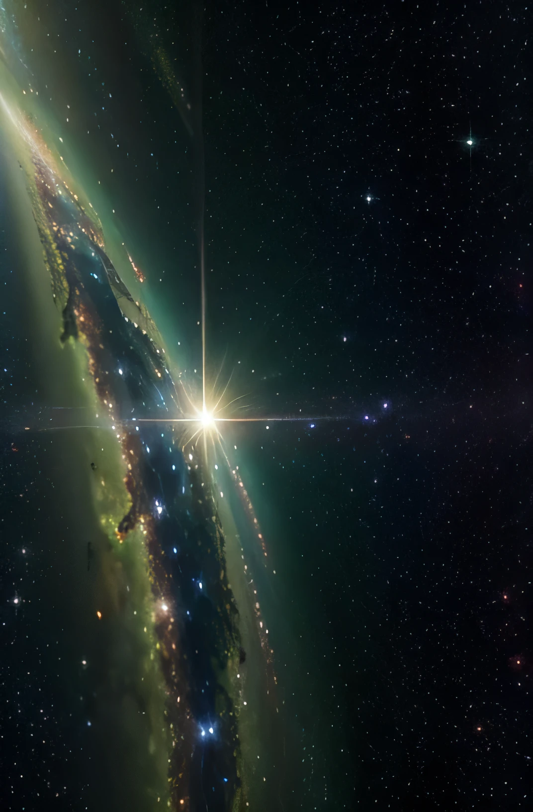 A close up of a galaxy with a bright star in the background - SeaArt AI