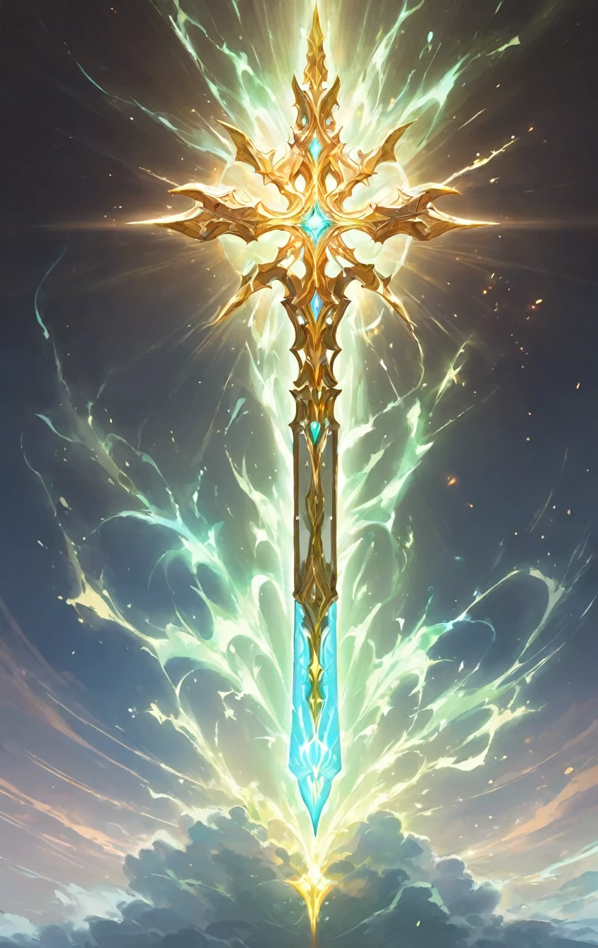 masterpiece, best quality, epic fantasy art style, simple shield (ethereal form, glowing white, made of pure energy, wispy form), full art, full shield art, ultra high resolution, sharp focus, HD, 8k, clear details, zoom out to get the full sword in the image, simple background, show full sword, sword centered on image to allow ample background to show
