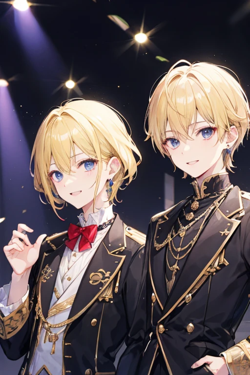 blonde、Shortcuts、
good looking、♂、smile、Earrings、prince、juvenile、Idol