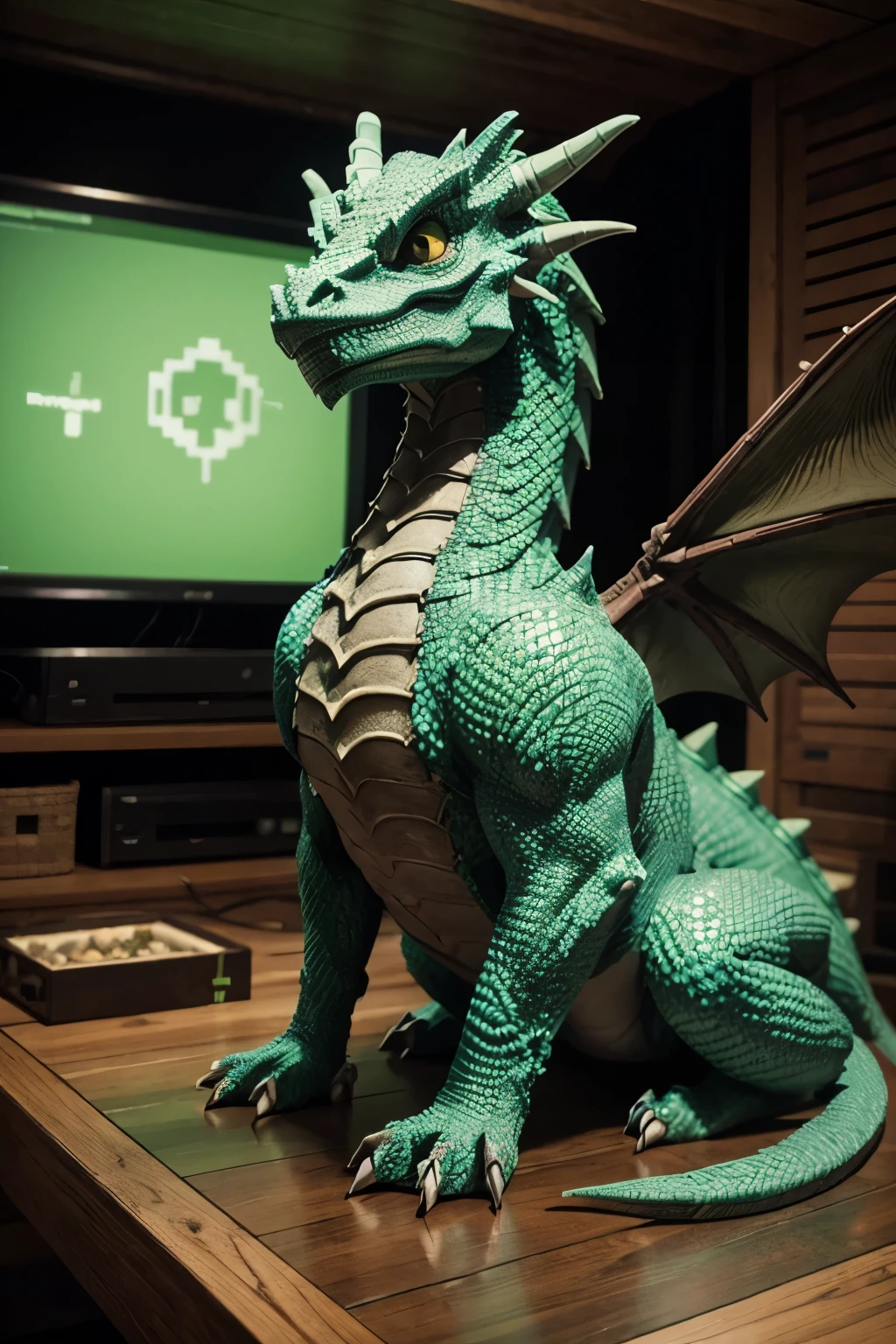 Detailed dragon in Minecraft 