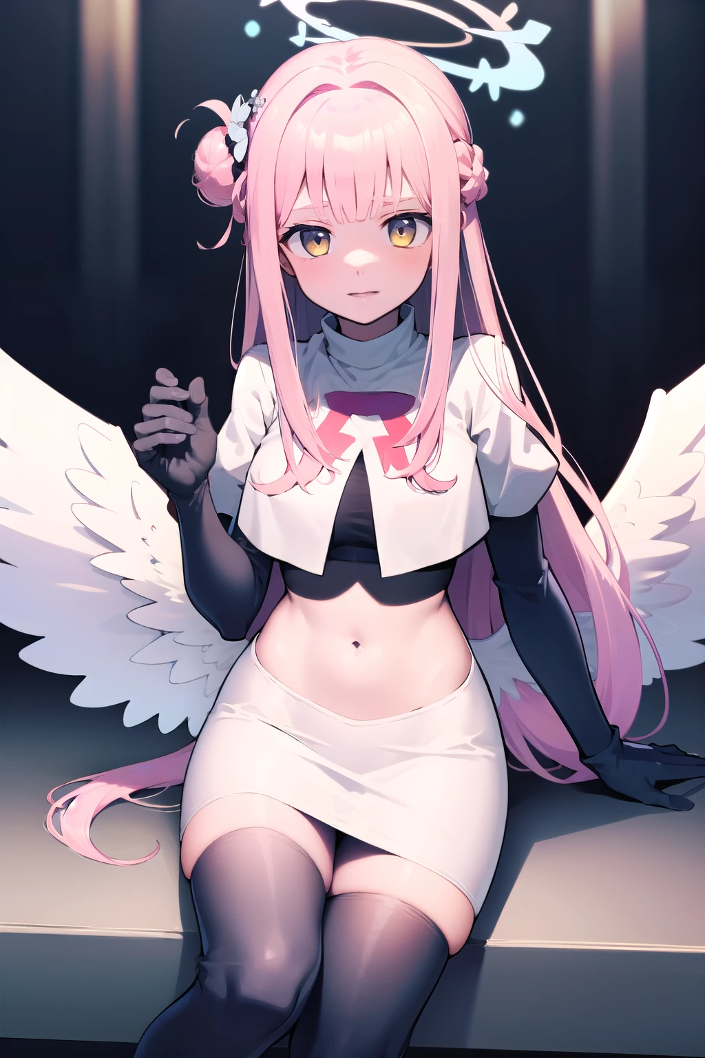 Angel , female  , pink hair , bottomless , vaginal , low angel