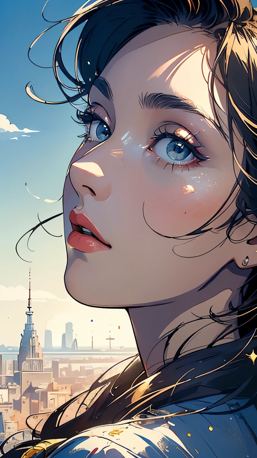 ((masterpiece, highest quality)),((One Person))(32k wallpaper, very detailed),(((geometric cinematic movie poster))), (bauhaus),mid century modern, movie poster, retrovintage,(((Perfect Only One Lady))),(((portfolio,Close-up))),(((various angle))),(((bust up))),((highlight)),(((Vast landscape))),(((one person))),(((complete face))),(((perfect composition))),sparkling gradient rainbow eyes,