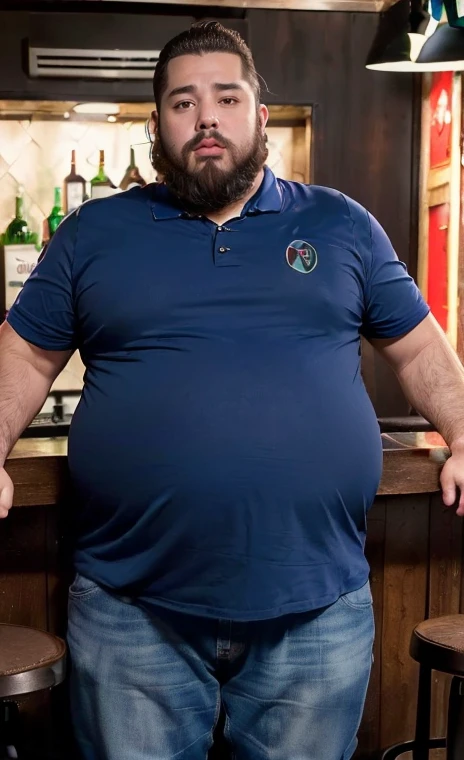 Realistic, ((Full body photo)),Handsome face, male old idade 62,(( (best quality,ultra-detailed),realistic,studio lighting,photography,(chubby,plump) men with (big,fat) guts, hair and beard,🍀Make a man with obesity
He must be wearing blue clothing
He must be inside a bar
He must be drinking whiskey
Ultra realistic photo, qualidade 8k, fullhd
((((looking at the watcher))))