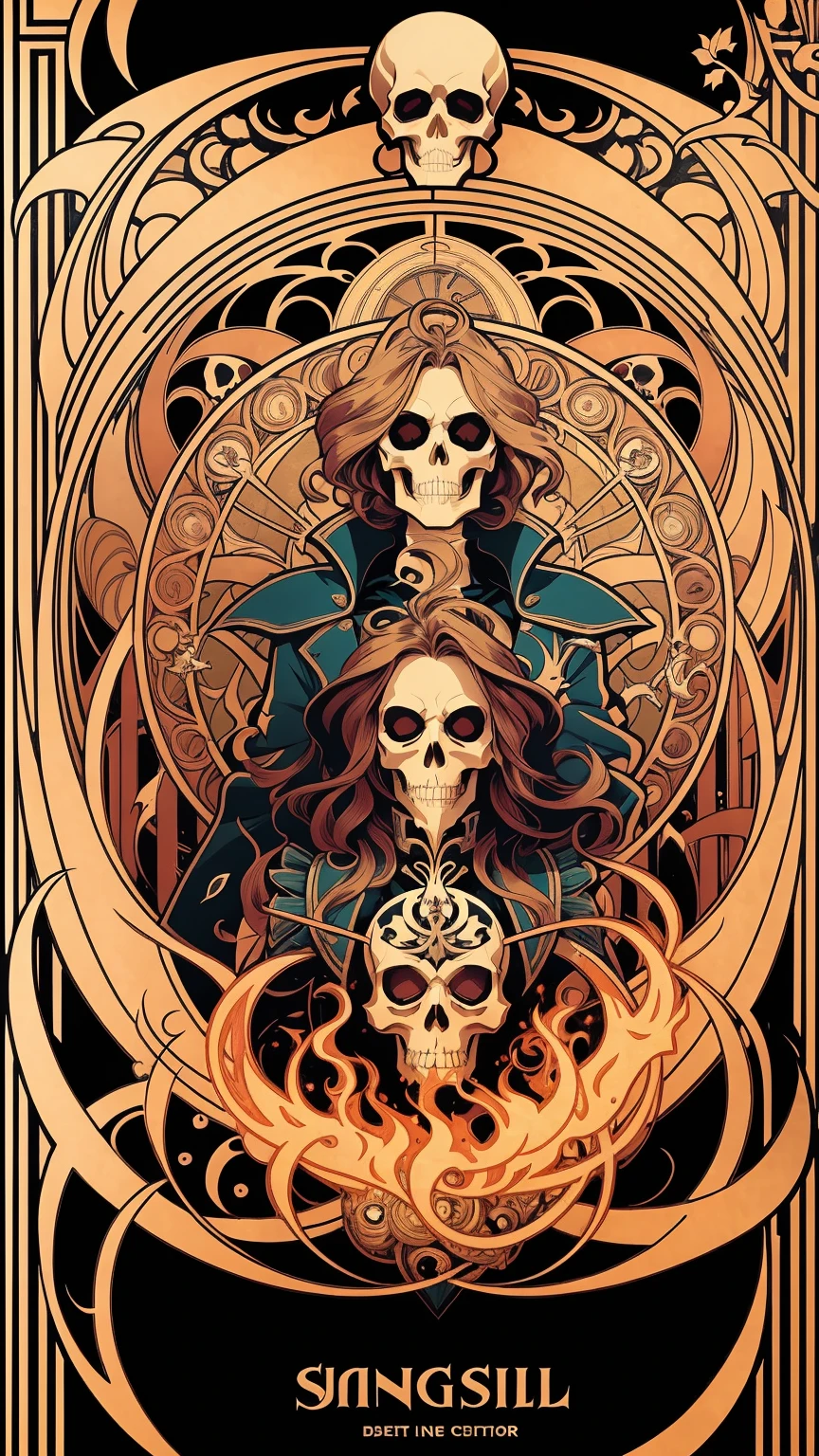 arafed image of a man and woman in a picture frame, inspired by Syd Barrett, surreal neil gaiman's sandman, the cure, official print, from the sandman netflix show, portrait of destiny from sandman, the sandman from graphic novel, inspired by Austin Osman Spare, edward, by Syd Barrett, print!, linocut art print, inspired by Harry Clarke