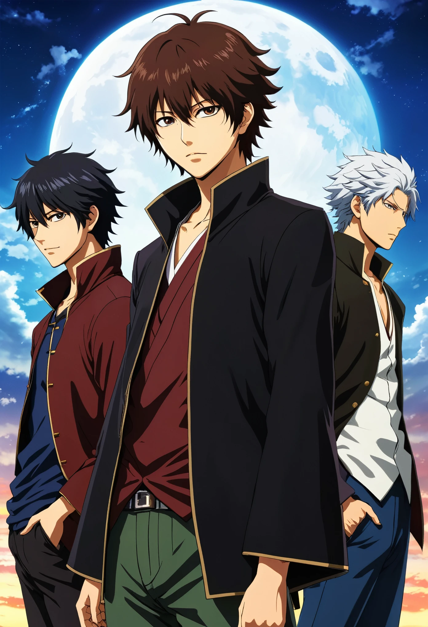 Dazai Osamu and a black jacket are looking at something, Hijikata Toushirou, Hijikata Toushirou of gintama, Okabe Rintaro, Okada Hitoshi, nobutaka ike, Inspired by Masanobu Okumura, Gamoyedre, shuushuu anime image