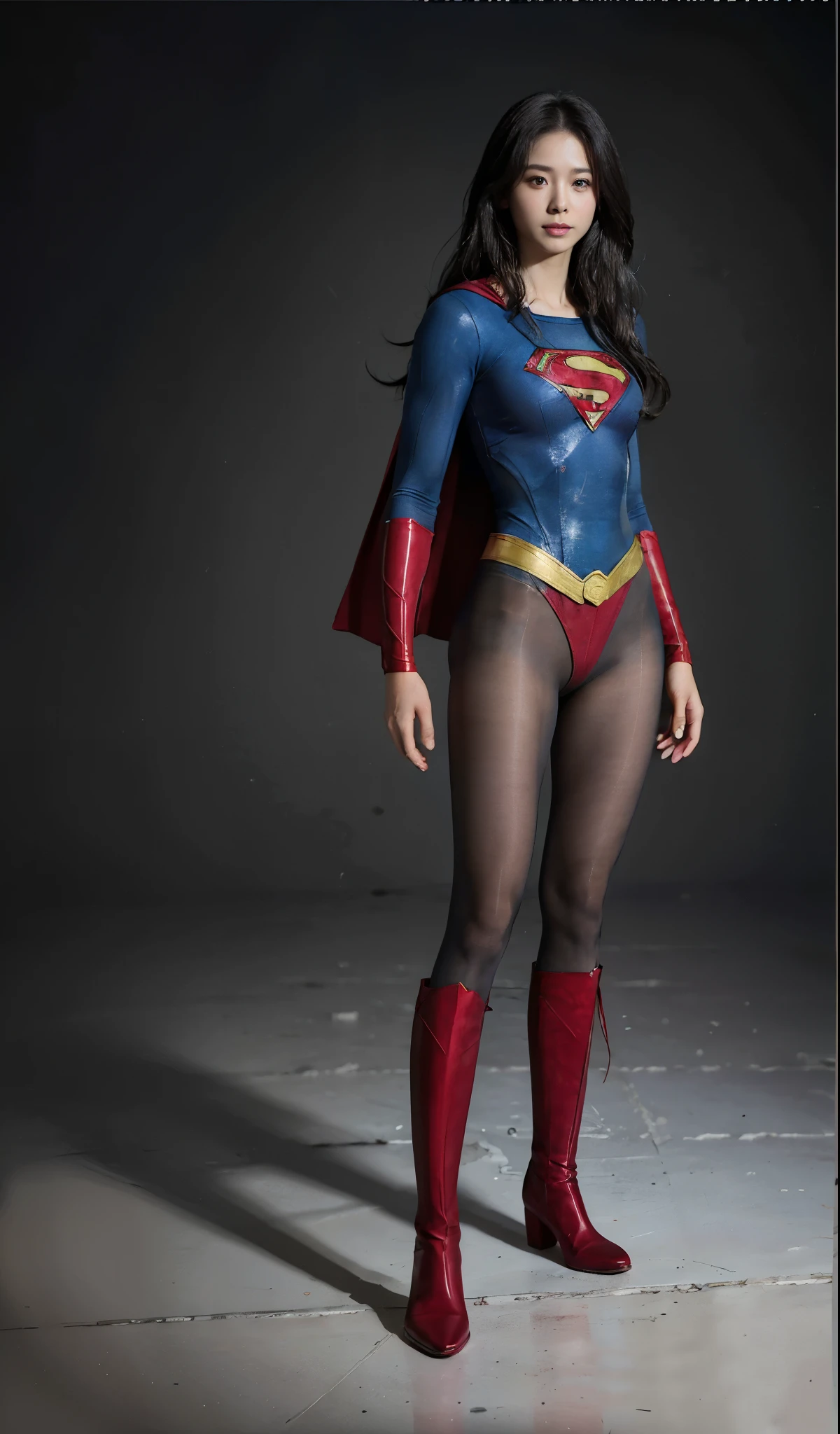 No background、(((Beautiful legs in black tights.)))、(((Legally express the beauty of your smile)))、((((Make the most of your original images)))、(((Supergirl Costume)))、(((Beautiful boyish hairstyle)))、(((suffering)))、(((Please wear black tights....、Be sure to wear red boots)))、((Best image quality、8k))、((highest quality、8k、masterpiece:1.3))、(((Preserve background )))、Sharp focus:1.2、Beautiful woman with perfect figure:1.4、Slim Abs:1.2、Wet body:1.5、Highly detailed face and skin texture、8k