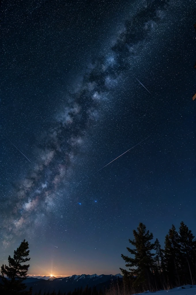 A starry sky,meteor,8k,Beautiful night sky