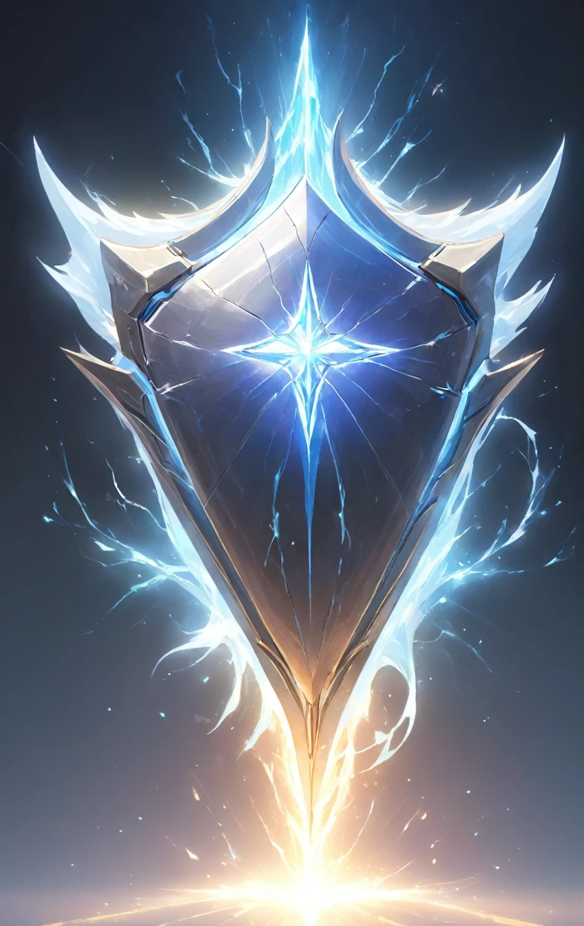 masterpiece, best quality, epic fantasy art style, simple shield (ethereal form, glowing white, made of pure energy and light, wispy form, force shield, energy shield), ultra high resolution, sharp focus, HD, 8k, clear details, zoom out to get the full shield in the image, simple background, show full shield, shield centered on image to allow ample background to show