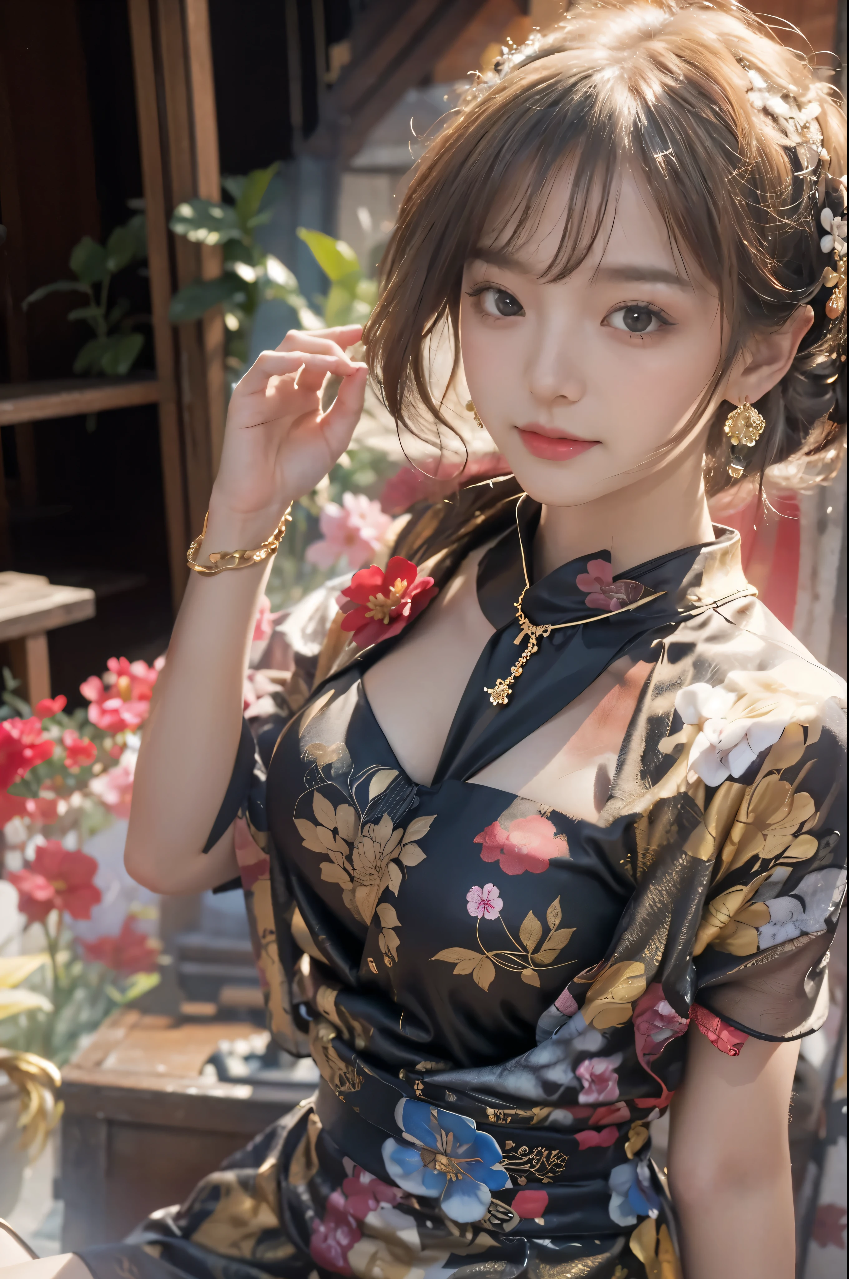 High resolution、Big Breasts、pantyhose、Attractions、Laughter、High heels、Angle from below、huge、Narrow waist、1 person、Sexy clothes、Bright colors、skirt、See-through、Earrings、necklace、bracelet、Captivating eyes、slender、A seductive pose、Gorgeous Young Japanese Woman、Gorgeous Model、Sexy Girlr.々A seductive pose、Beautiful woman、Night view、skyscraper、Hands clasped behind back、Sitting、High heels、Sexy pose、Earrings、necklace、bracelet、Slim Waist、(1 person girl:1.3),(Displaying the viewer:1.4),(Anatomically correct:1.4),(Opaque pantyhose and pointy heels :1.3),(wearing a chinese floral dress:1.2),short hair flowing golden color:1.2),(Accurate and perfect face:1.3),(Long legs:1.3),Hyper HD, Ray Tracing, reflected light, Structurally correct, Awards, High detail, Brighten the color contrast, Facial lighting ,Cinema Lighting, masterpiece, Super Detail, high quality, High detail, 最high quality, 16k,High Contrast,