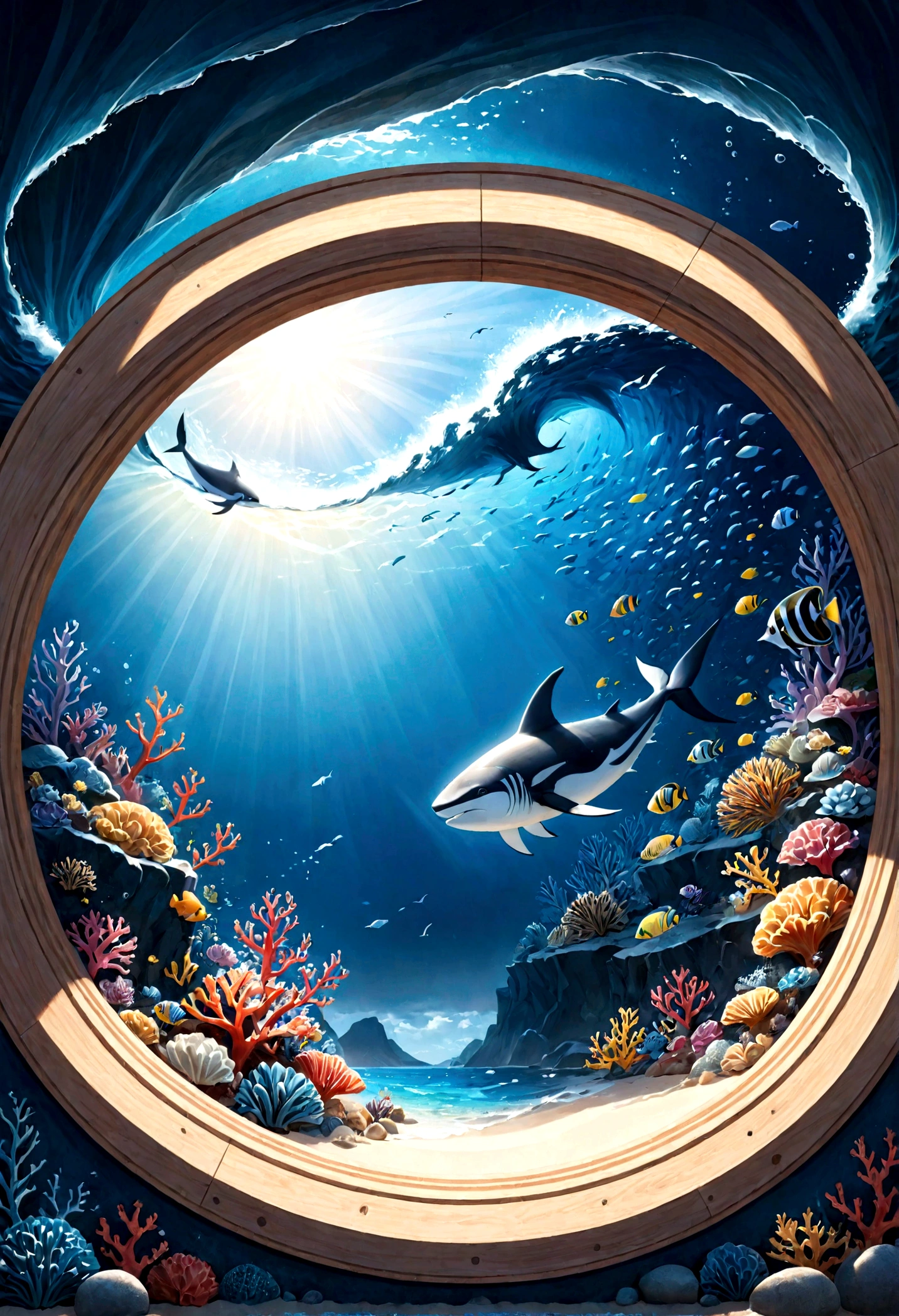 SeaArt Studio, logo marca, fundo azul marinh