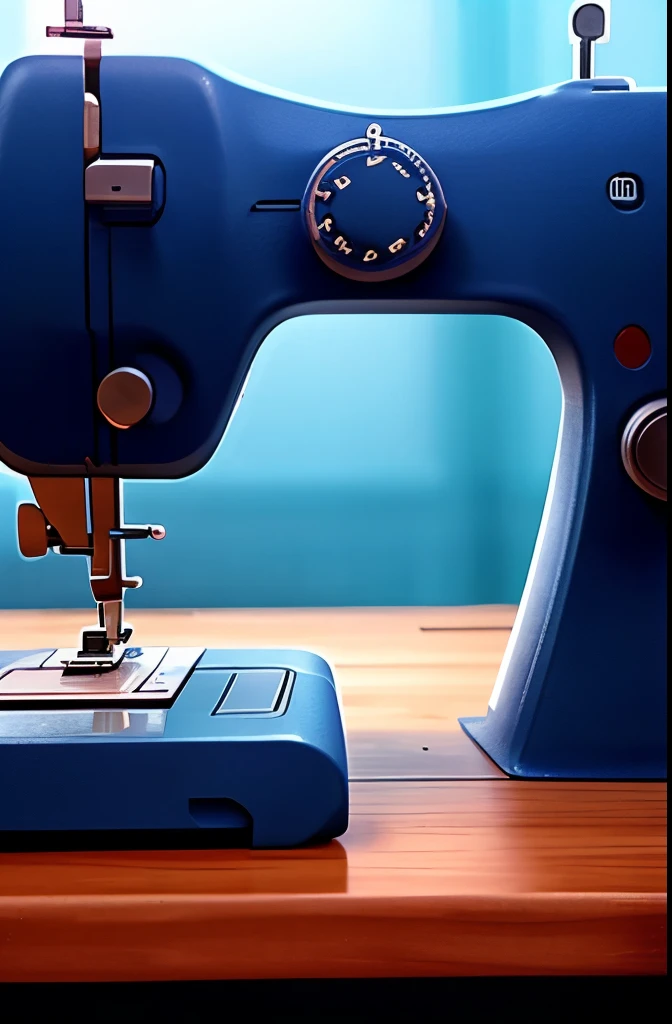 Sewing machine needle close up, vista de cima. The needle is sewing a roll of celluloid film