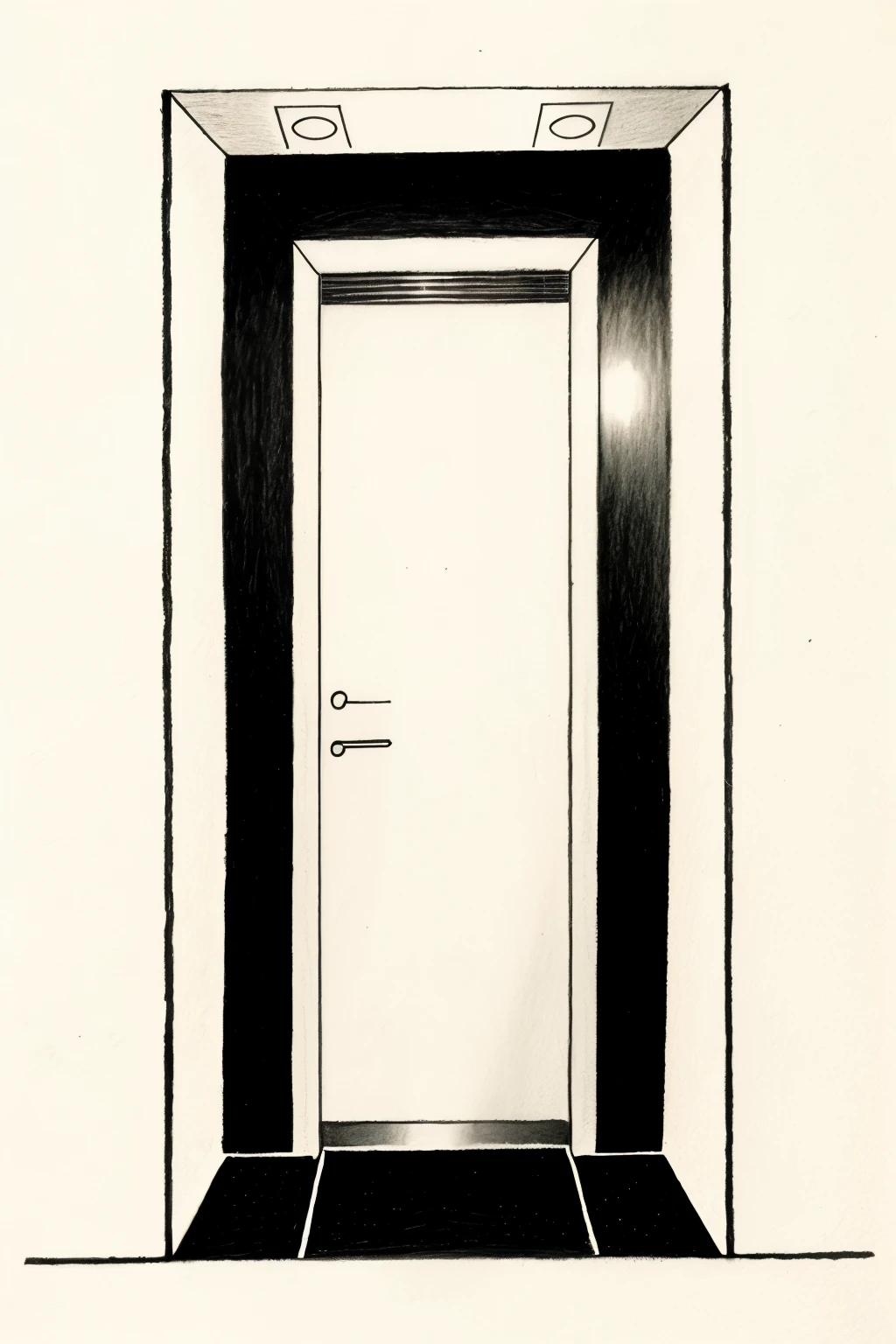 elevator out of order pencil drawing
