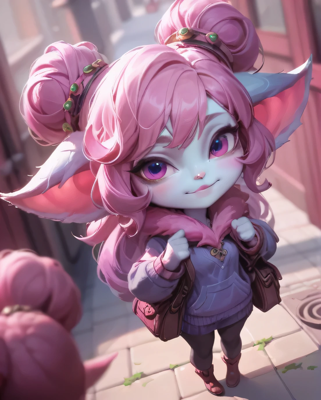 score_9, score_8_up, score_7_up, score_6_up, score_5_up, score_4_up, pink purpple yordle female, a dubious little creature getting up to mischief,cute,pretty,attrative,seminua,***rdles,slender,thin,