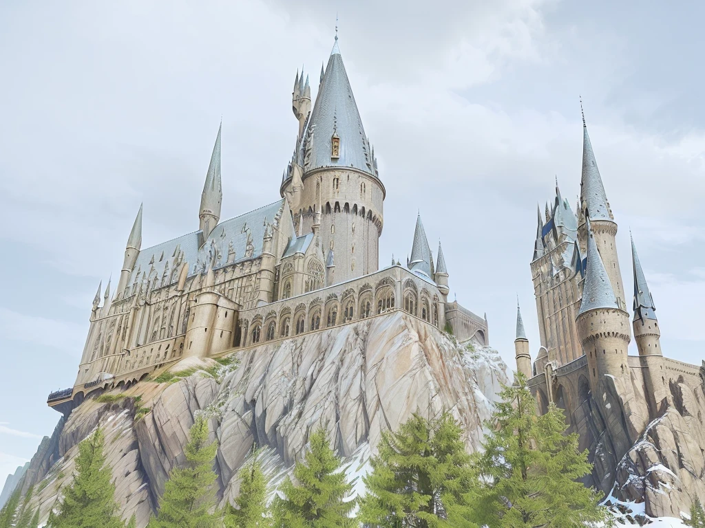 Arafifu is standing on a rock in front of the castle., Hogwarts castle, Hogwarts setting, Hogwarts, A magnificent castle with a tall spire, Hogwarts legacy, background Hogwarts, 「School of Magic」Outside the, The Great Magical University, Hogwarts style, harry potter series setting, 魔法学校Outside the, Hogwarts 2 0 7 7, in Hogwarts